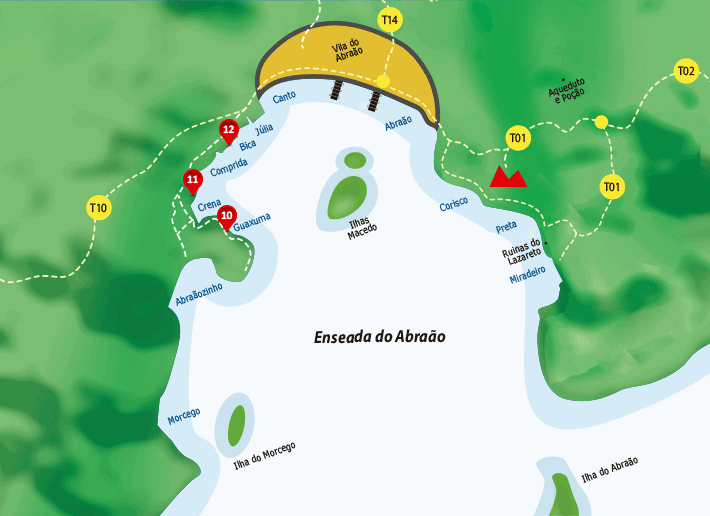 Mapa da enseada do Abraão na Ilha Grande.