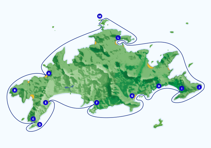 Mapa das praias da Ilha Grande