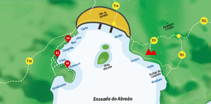 Mapa da praias da enseada do Abraão - Ilha Grande - RJ